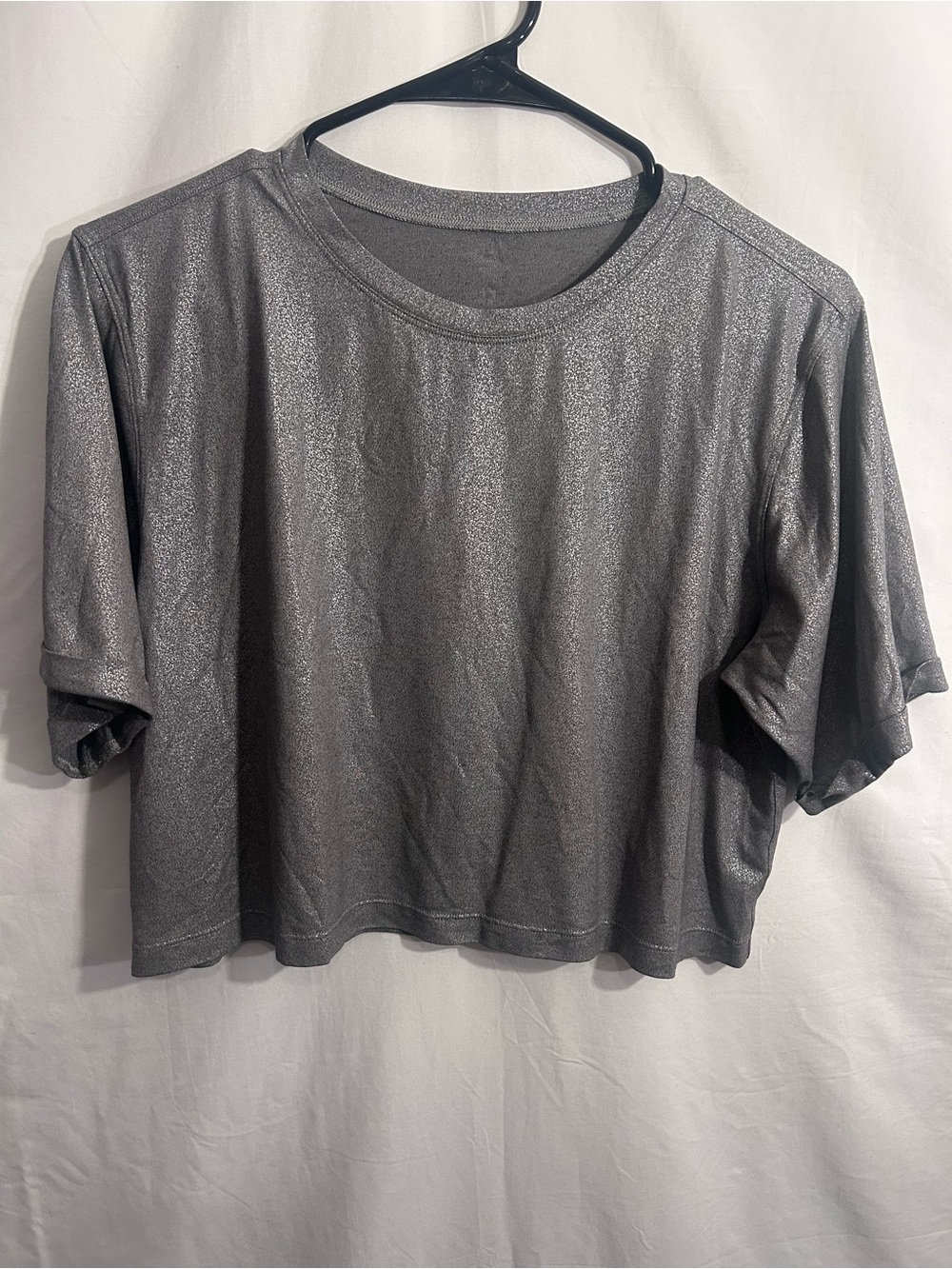 lululemon athletica & SoulCycle Shimmery Silver Cropped Tee
